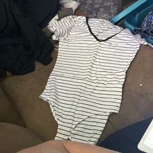 SO Black and White Striped Kids Bodysuit